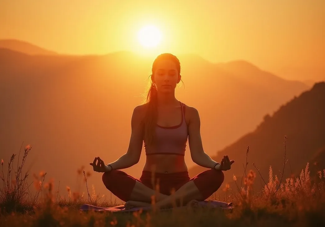 Morning yoga practice at sunrise